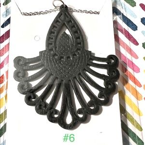 Black wood pendant necklace